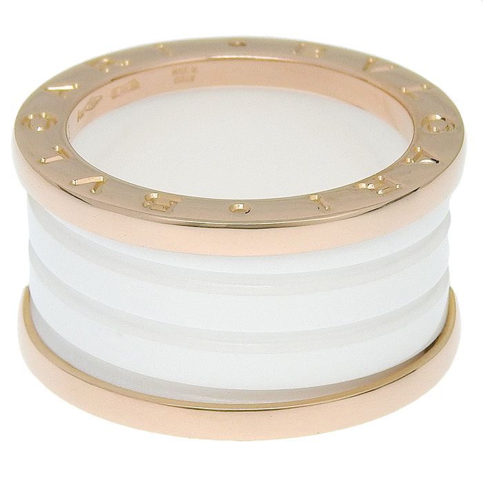 Bvlgari Bulgari B-zero1 4 Band Ring 18K Pink Gold CE 750 Pink Gold Ceramic #53