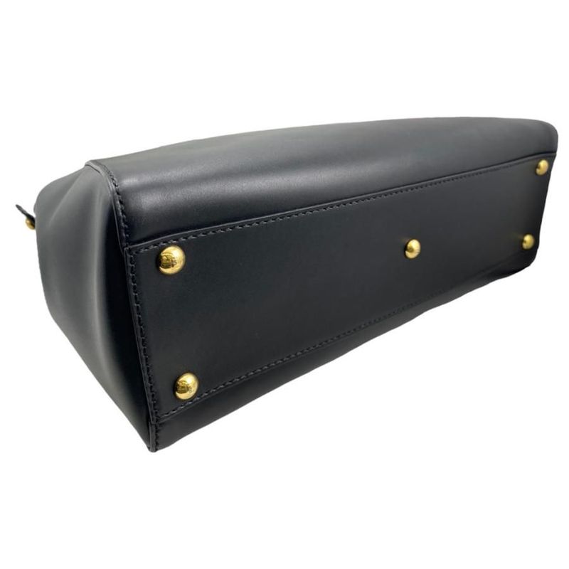 Fendi 8bn226 Peekaboo Medium Black Handbag Shoulder Bag Gold Hardware Used