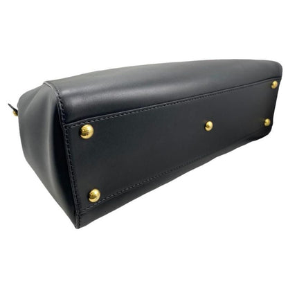 Fendi 8bn226 Peekaboo Medium Black Handbag Shoulder Bag Gold Hardware Used