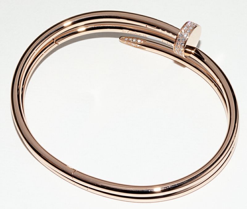Cartier Bracelet Bangle 18K Pink Gold 62 Diamonds (051ct) Juste Un Clou