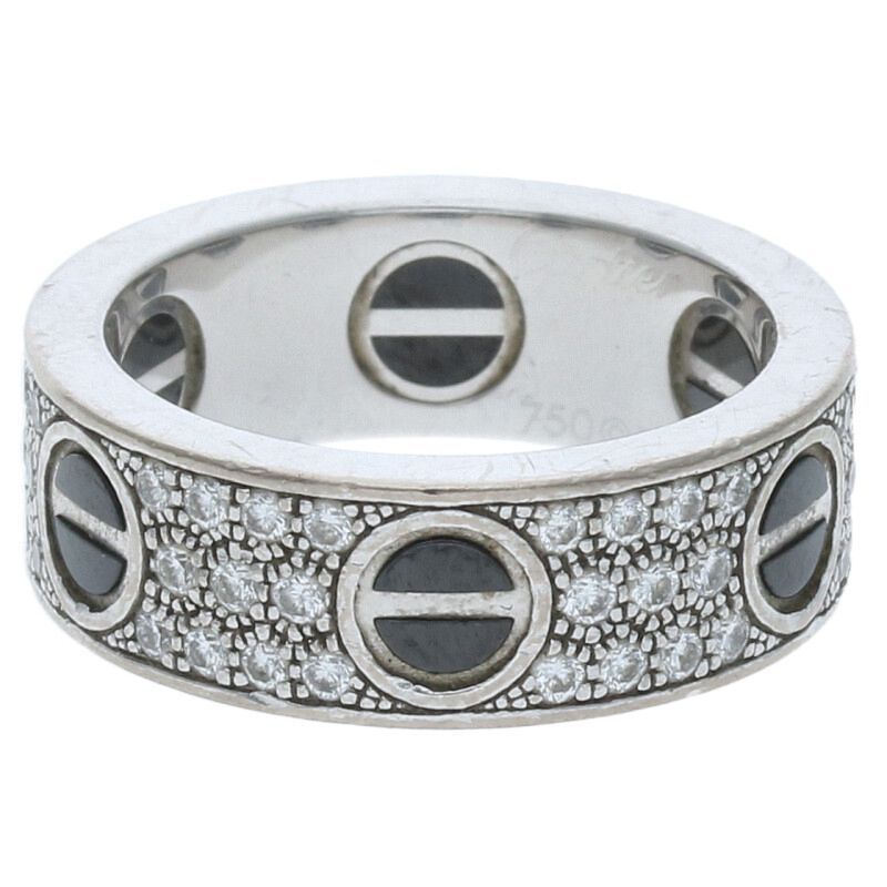 Cartier LOVE RING Love Ring 18K White Gold PAVE Diamond Ring Men's Size 10