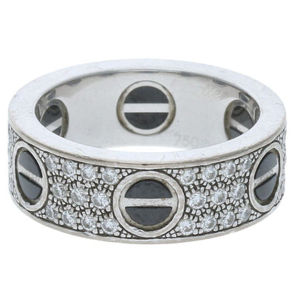 Cartier LOVE RING Love Ring 18K White Gold PAVE Diamond Ring Men's Size 10