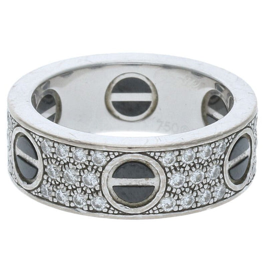 Cartier LOVE RING Love Ring 18K White Gold PAVE Diamond Ring Men's Size 10