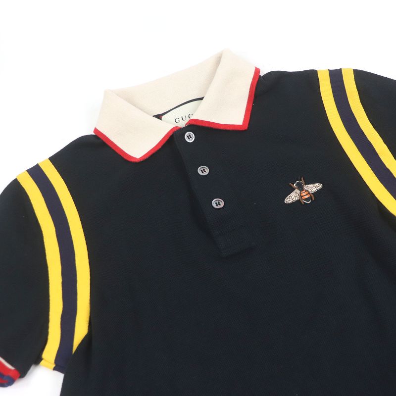 Gucci 500971 Cotton Bee Patch Web Line Short Sleeve Short Sleeve Polo Shirt