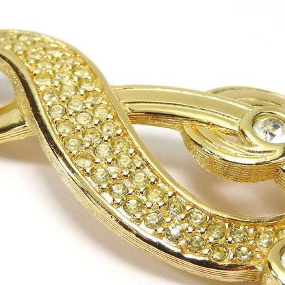 Christian Dior Pendant Top Metal Gold Clear Accessories Music Note Rhinestone