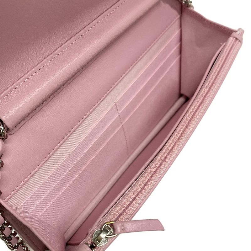 Chanel Wallet Boy Chanel Pink X White X Multi Chain Wallet / Silver Hardware
