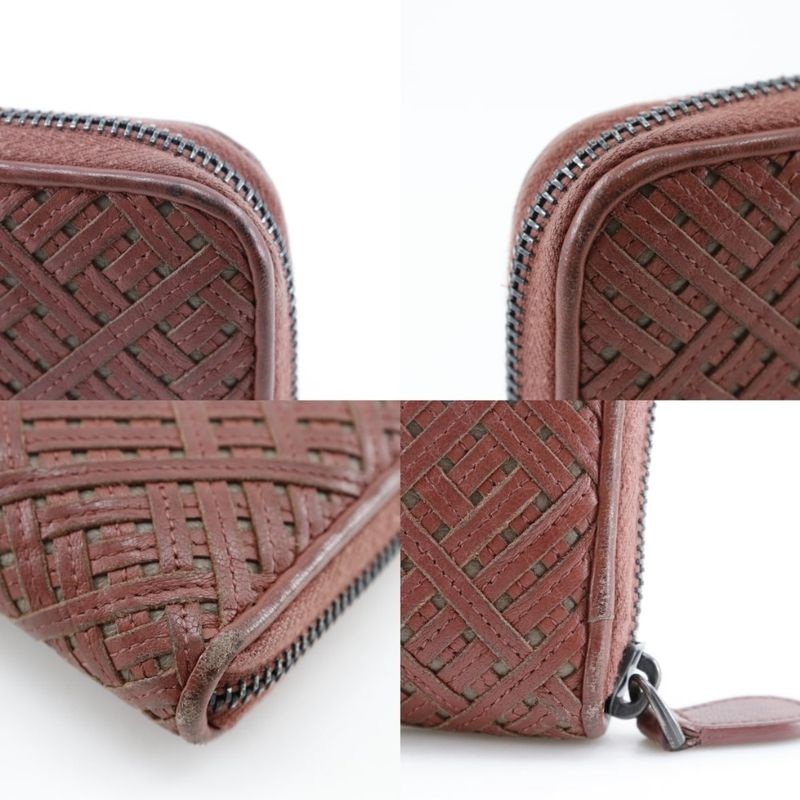 Bottega Veneta Bottega Veneta Round Zipper Intrecciato Lambskin Reddish Brown
