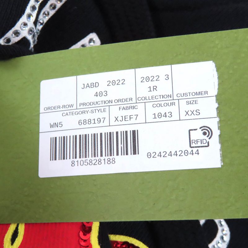 Gucci 22AW 688197 100% Cotton Hollywood Babylon Cropped Hoodie With Rhinestones