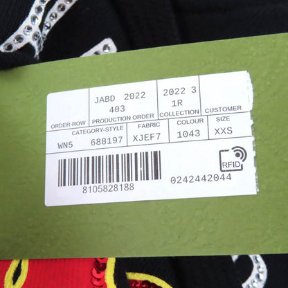 Gucci 22AW 688197 100% Cotton Hollywood Babylon Cropped Hoodie With Rhinestones