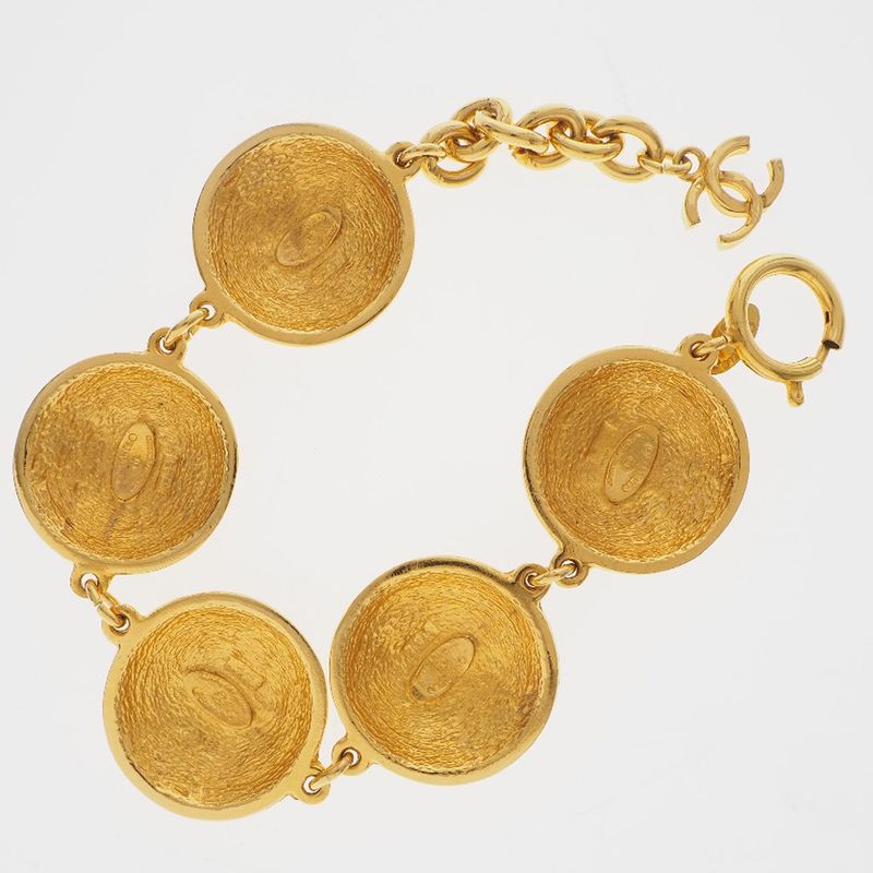 Chanel Coco Mark Matelasse Vintage Gold Plated Gold Ladies 71.2g Bracelet
