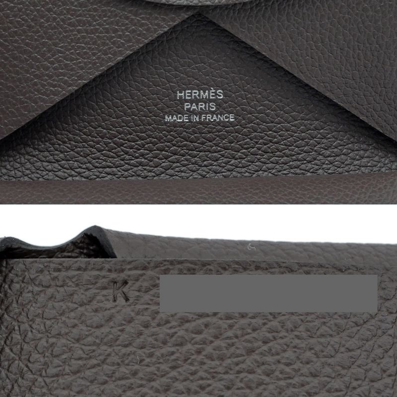 Hermes Calvi Duo Card Case With Coin Case Coin Purse K Engraved Chevre