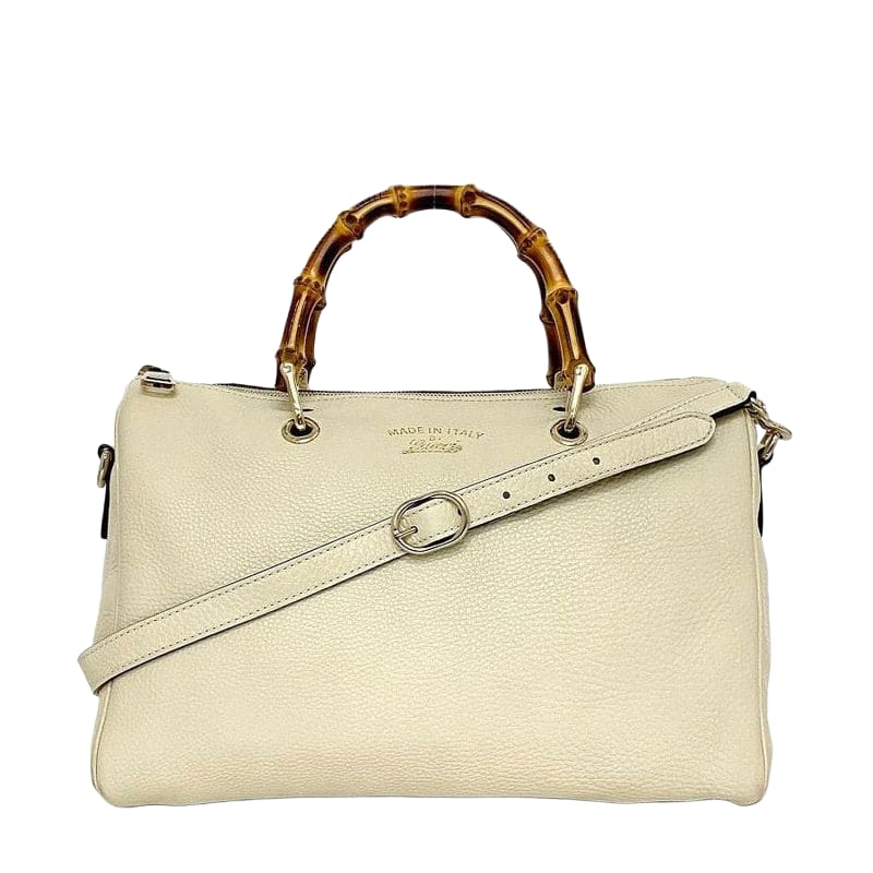 Gucci 2way Boston Bag White Bamboo 353124