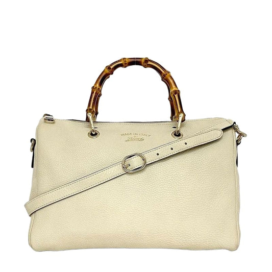 Gucci 2way Boston Bag White Bamboo 353124