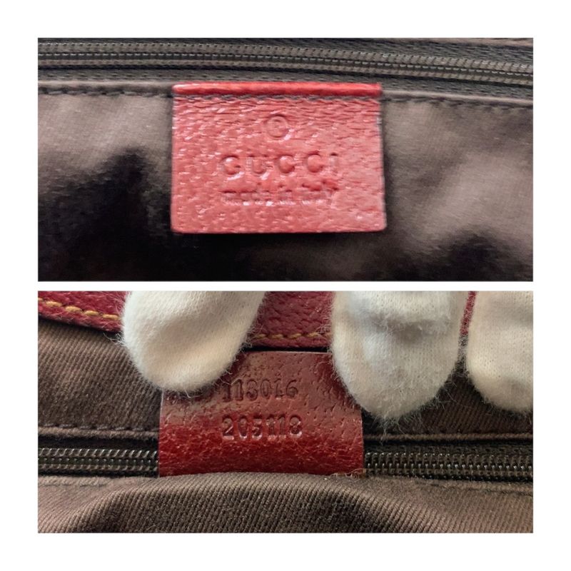 Gucci Beige Red Silver Hardware GG Canvas 113061 Tote Bag Shoulder Bag Women