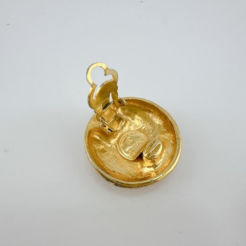Chanel Vintage Earrings Round Earrings Chanel Gold