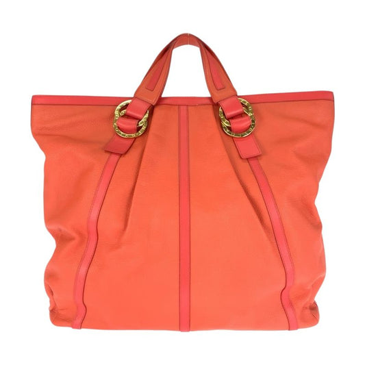 Bvlgari Chandra Pink Gold Hardware Leather Tote Handbag Women 505185