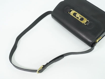 Authentic Celine Carriage Hardware Shoulder Bag Leather Black Bag Pre-owned