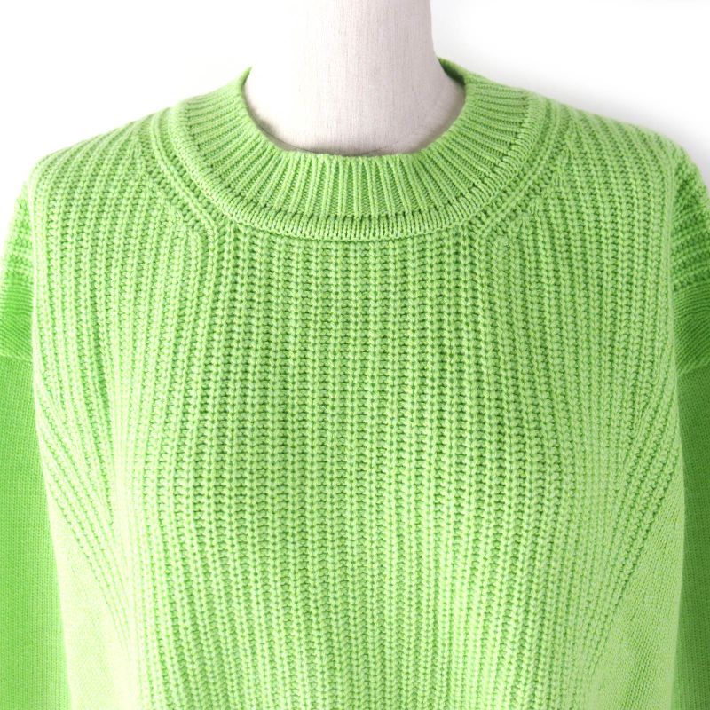 Hermes 23SS Cashmere Cotton Long Sleeve Cropped Knit With Logo Hardware Green