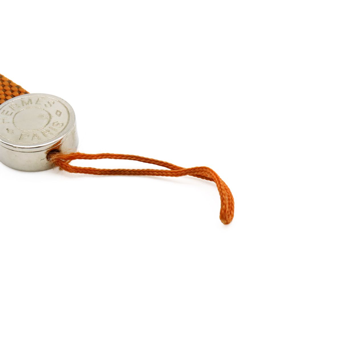 Hermes Serie Strap Cell Phone Charm Nylon Canvas Orange Silver Hardware