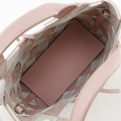 Loewe Woven Basket Small 2WAY Shoulder Calf Pink/white Women's Handbag