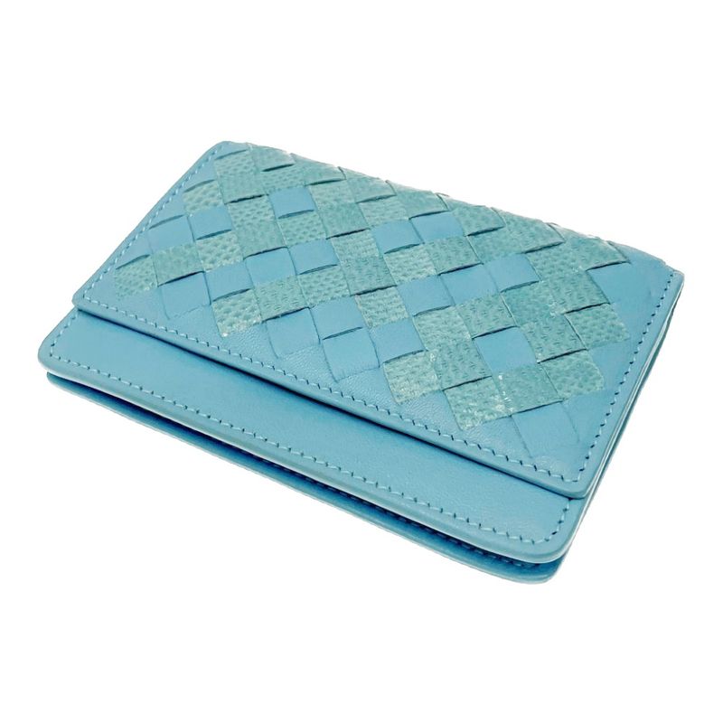 Bottega Veneta Leather Intrecciato Card Case Blue 371638 Card Case