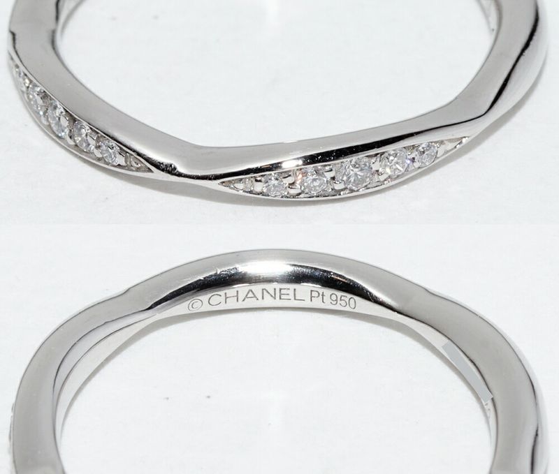 Chanel Ring Pt950 10P Diamonds (approx 008ct) Camellia Collection Half Eternity