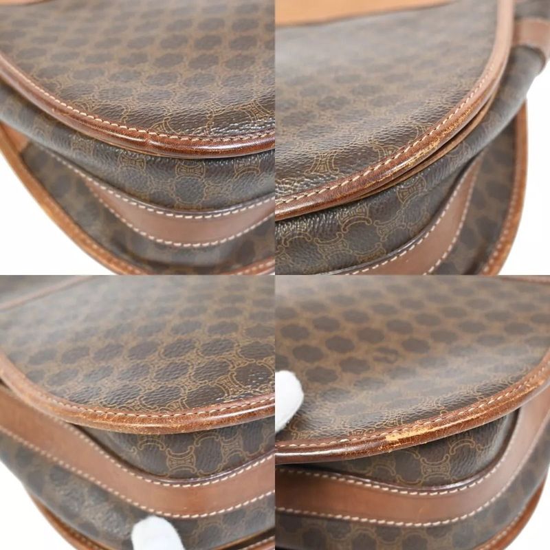 Celine Old Celine Shoulder Bag Macadam Pattern Brown Leather 04bs139