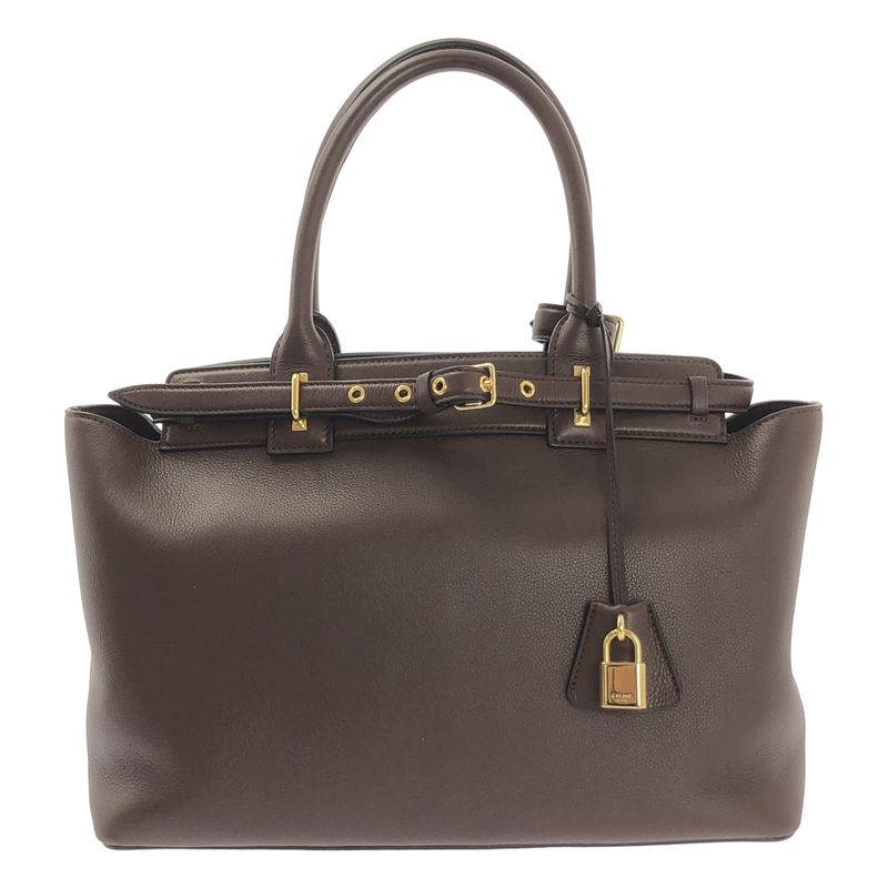 Celine - Conti Supple Calfskin Leather Handbag - Chesnut - Women's