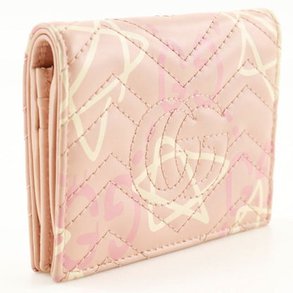 Gucci Compact Wallet GG Ghost Card Case 449421 Leather Pink Women's Bifold