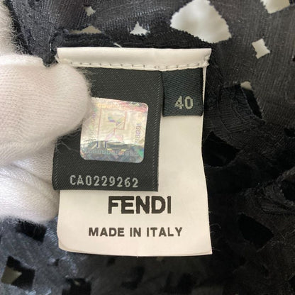 Good Fendi Short Sleeve Cutwork Shirt Blouse Size 40 Black Ladies Used