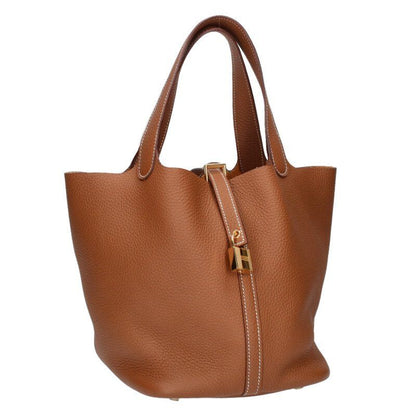 Hermes Picotin Lock MM Engraved B Ghardware Taurillon Clemence Gold Handbag
