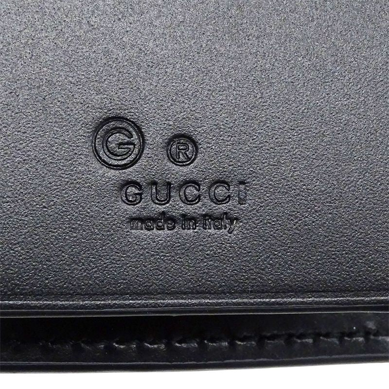 Gucci Key Case Men's Brand Sima Leather Black 779824 6-rib Key Case Small