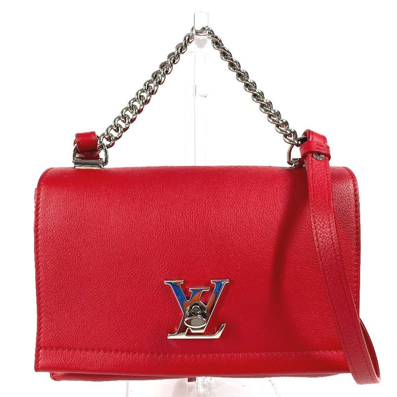 Louis Vuitton Handbag Lock Me 2 BB M51202 Calf Leather Ruby Red
