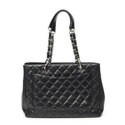 Chanel Coco Mark Chain Tote Black Matelasse Caviar Leather A