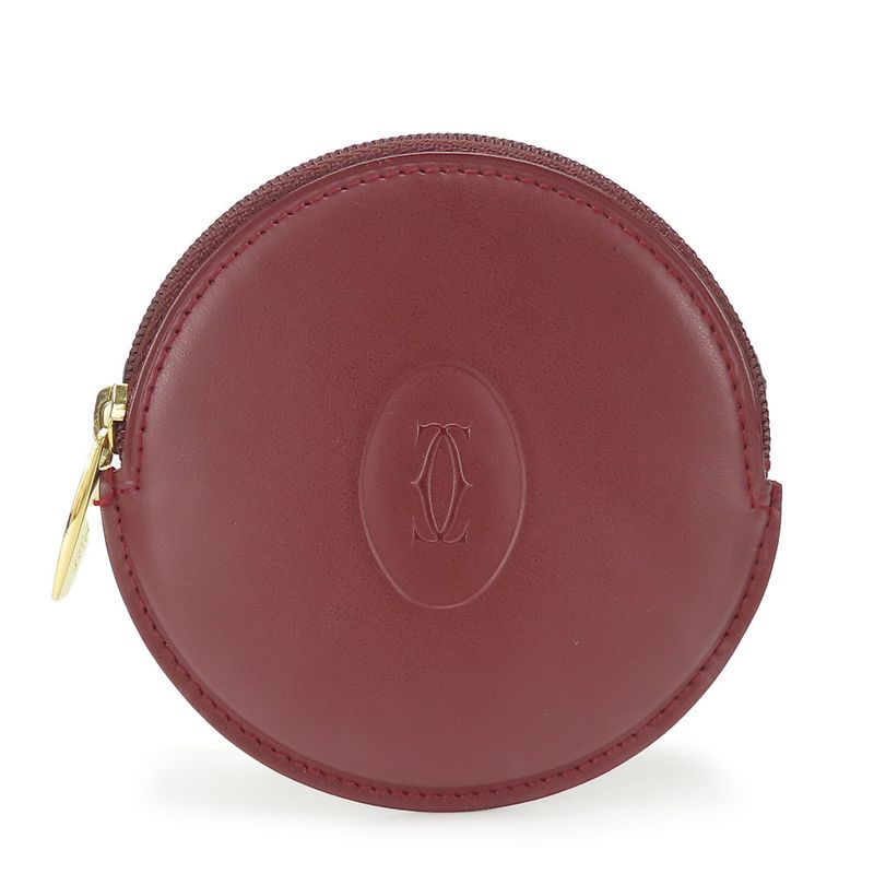 Cartier Coin Case Must Line L3000111 Calf Bordeaux Gold Hardware Coin Purse