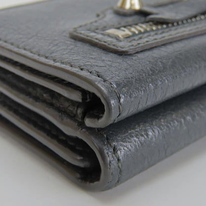 Balenciaga Trifold Wallet 477455 Classic Leather Gray Compact Wallet With Coin