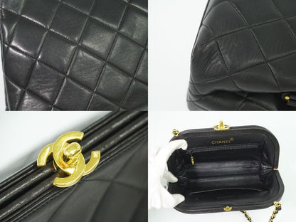Authentic Chanel Coco Mark Matelasse Chain Shoulder Bag Pochette Lambskin