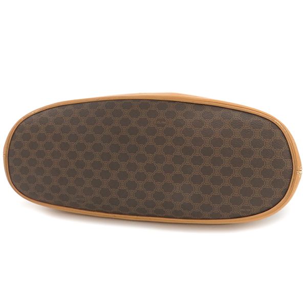 Celine Shoulder Bag Macadam PVC Leather Brown Gold Hardware Brown