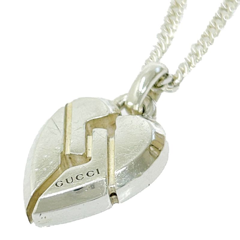 Gucci Silver Knot Heart Necklace 10.9g 925 Engraved 304928 Necklace