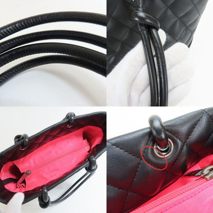 Chanel Tote Bag A25167 Cambon Line Medium Leather Black Silver Hardware 8 Unit