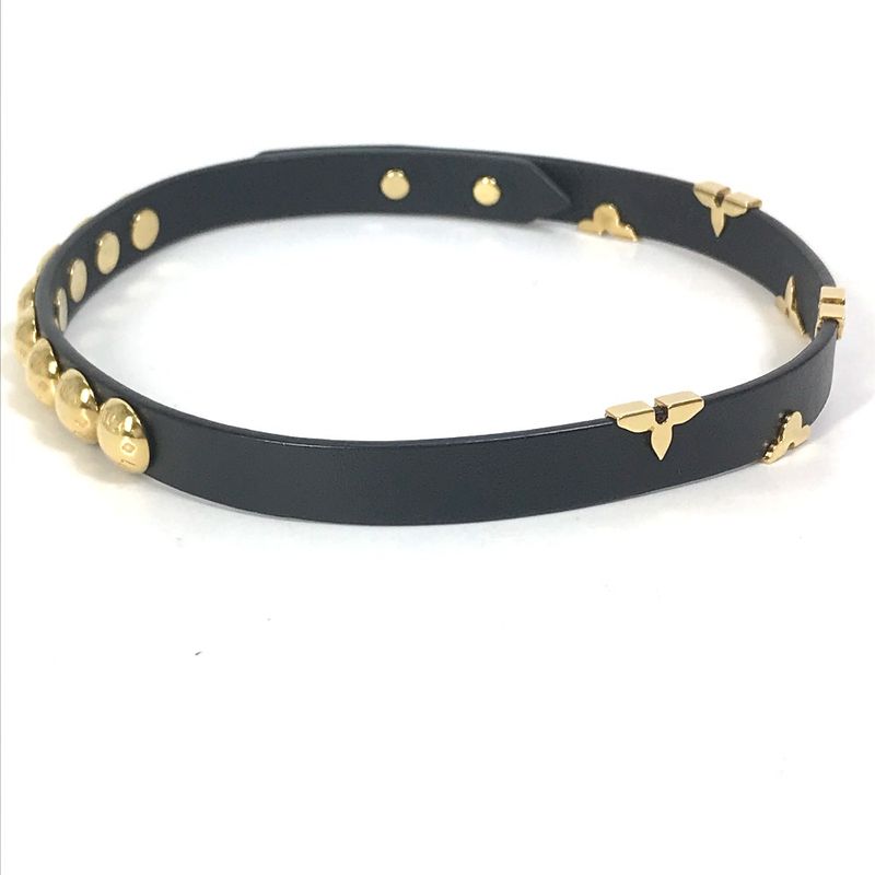 Louis Vuitton Bracelet Bra Scuff Daily Monogram Studded M6557f Leather Black