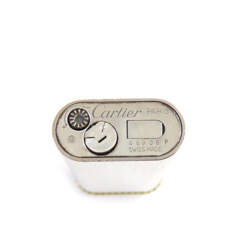  Cartier New Shape Oval Hairline Roller Type Gas Lighter Silver