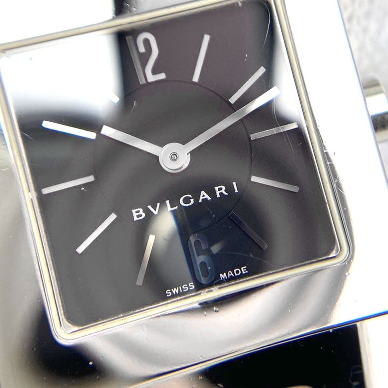 Bulgari Quadrado Sq22ss Ladies Quartz SS Black Dial