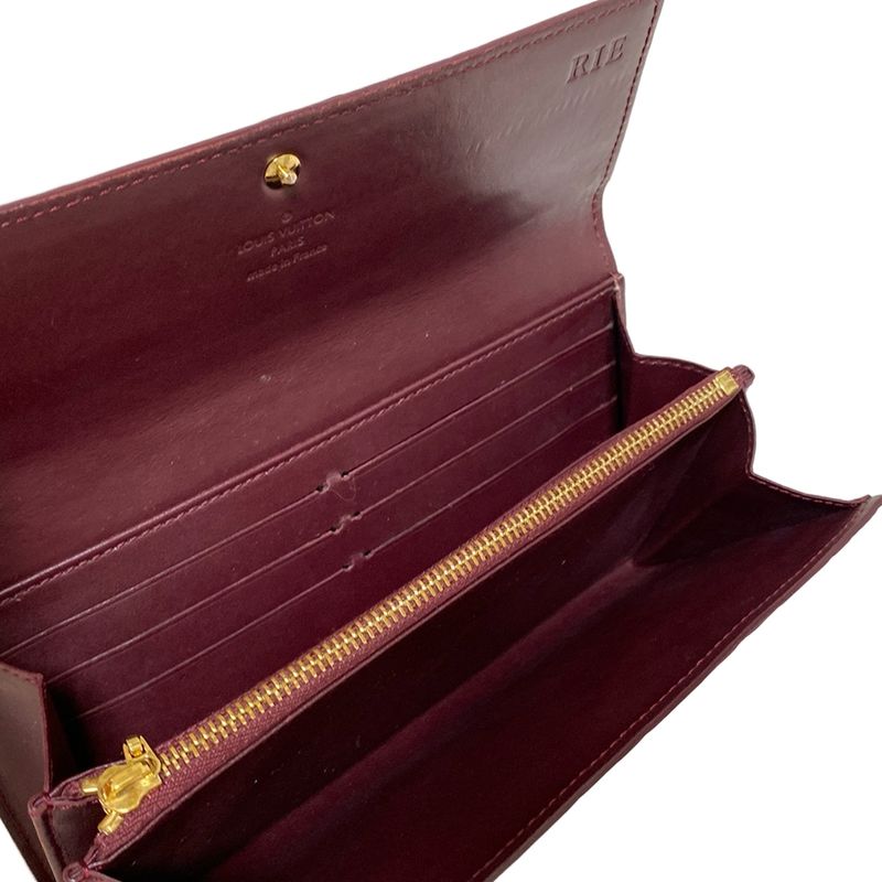 Louis Vuitton Monogram Vernis Portefeuille Sarah NM M91521 Rouge Fauviste