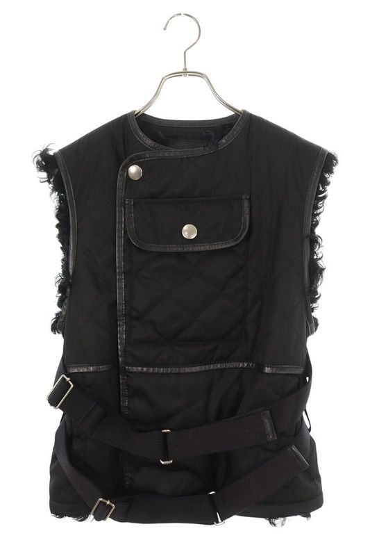 Prada Ugy538 Sheep Fur Leather Piping Nylon Vest Men 46