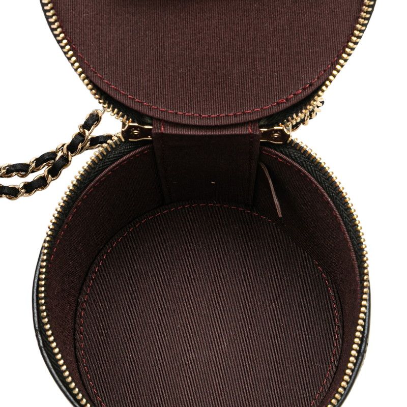 Chanel Matelasse Coco Mark Chain Vanity Bag Shoulder Bag Black Lambskin Ladies