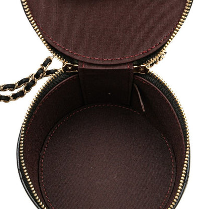 Chanel Matelasse Coco Mark Chain Vanity Bag Shoulder Bag Black Lambskin Ladies