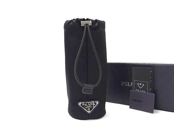 Prada 2xd004 Linylon Bottle Holder Bottle Case Women's Black Av8874