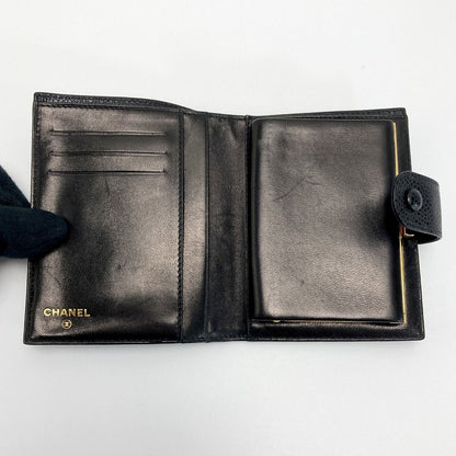 Chanel Coco Mark Clasp Bifold Wallet A13497 Black Caviar Skin Authenticity Yes