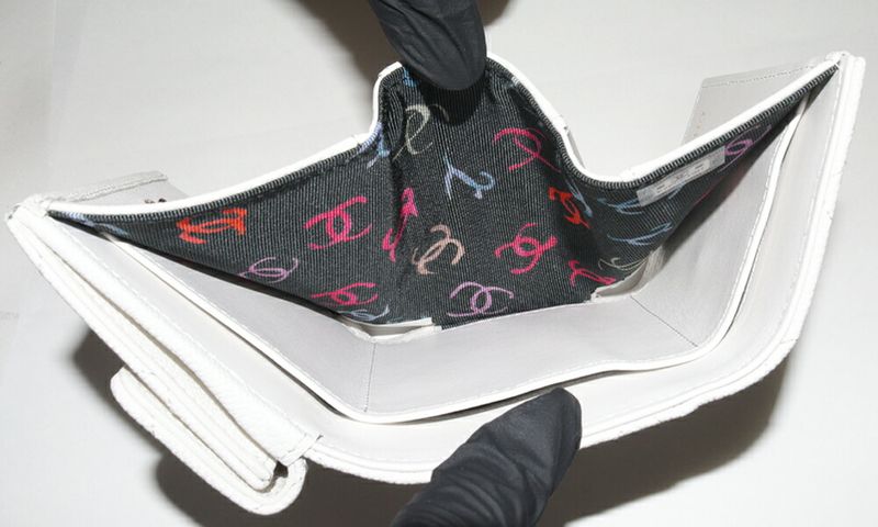 Chanel Trifold Wallet With Coin Purse Classic Small Flap Wallet Grained Shiny